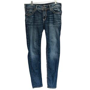 Silver Jeans Co. Womens Elyse Mid Distressed Denim Stretch Skinny Jeans W31/L31